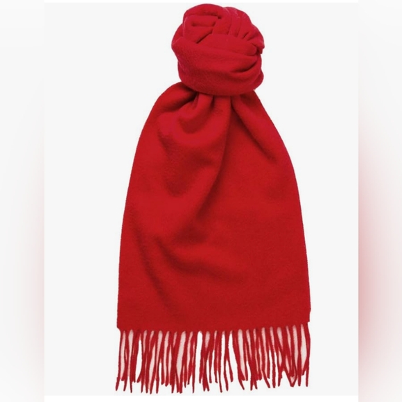 100% Cashmere Scarf Plain Red Scarlet - Made in Scotland NWT - Picture 3 of 4